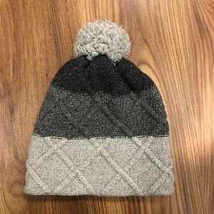 Ibex Three Tone Grey Pom Wool Hat